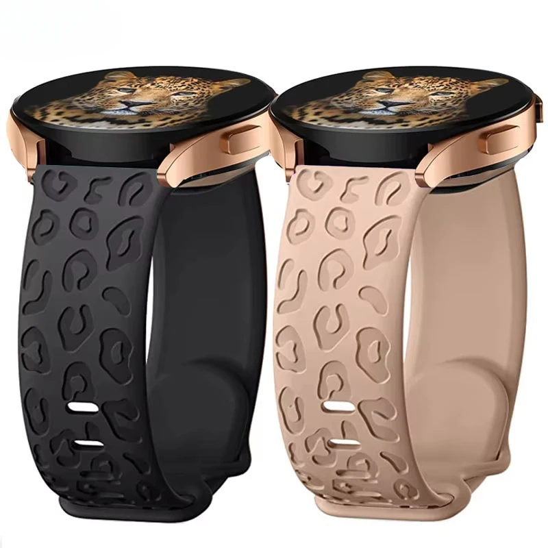 leopard Engraved Band for Samsung Galaxy Watch 7 6 5 4 40mm 44mm Gear S3 Silicone Strap 6Classic 43mm 47mm Active 2