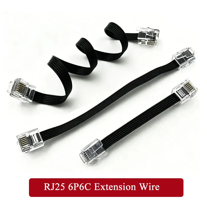 6Pin J25 Extension Line 6Pin Ribbon Cable with 6P6C Center Buckle Crystal Head Soft and Stretch Resistant Male Extension Cable