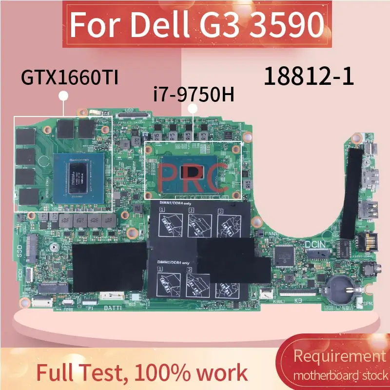 Imagem -02 - para Dell 3590 Laptop Motherboard 0fmg64 Fmg64 0xhj4r Xhj4r Gtx1660ti I5-9300h I7-9750h N18e-g0-a1 Notebook Mainboard 18812-g3