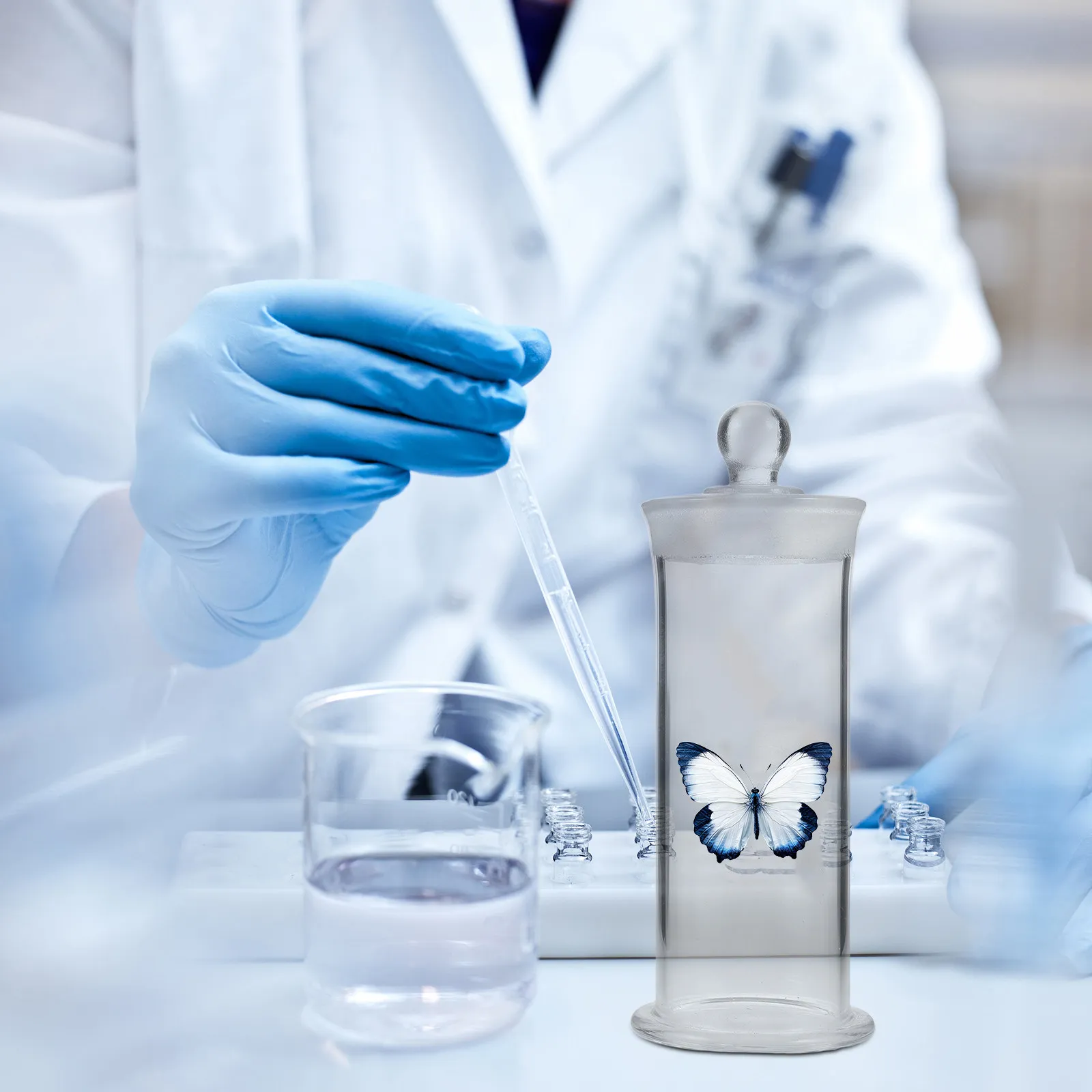 Glass Specimen Bottle Transparent Airtight Lid Laboratory Storage Container for Sample Display Specimen Showcase
