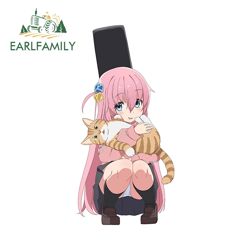 EARLFAMILY Cute Anime GotohHitori Popular Cartoon Car Stickers Creative Surfboard Laptop Decals Cool Scratch-Proof Car Goods