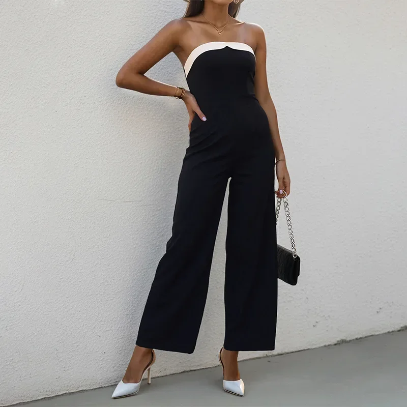 

2026 Summer Women's Clothing Cross-border Stitching Tube Top Sleeveless Jumpsuit