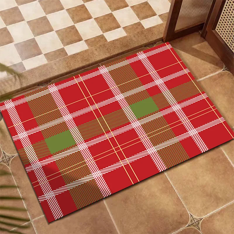 

Classic Color-Block Plaid Wire Loop Mat Non-slip Waterproof Wear-Resistant Quick-Dry for Indoor Home Entryway