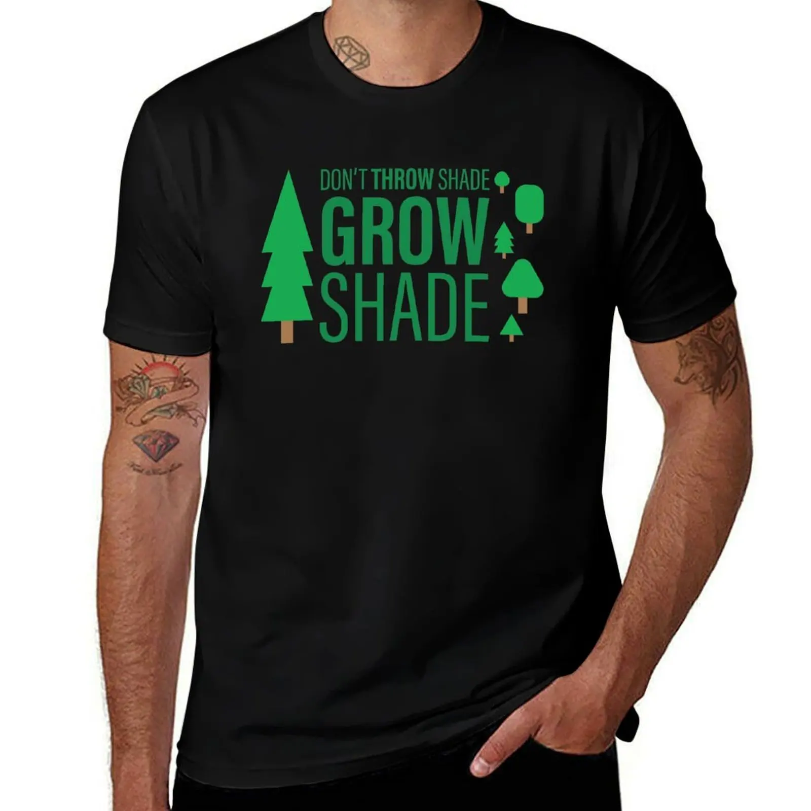 

man Illustration T-Shirt TREES for THROW t shirt shade cotton shirts shirts Pun Don't SHADE...GROW man cotton t man t graphic