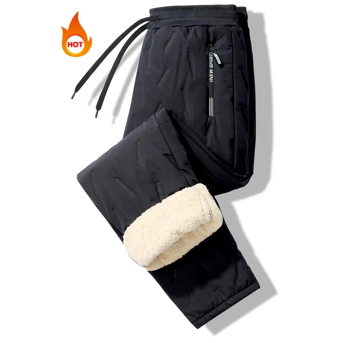 

Мужские водонепроницаемые стеганые джоггеры на флисовой подкладке: спортивные повседневные брюки с завязками на талии для зимнего тепла и защиты