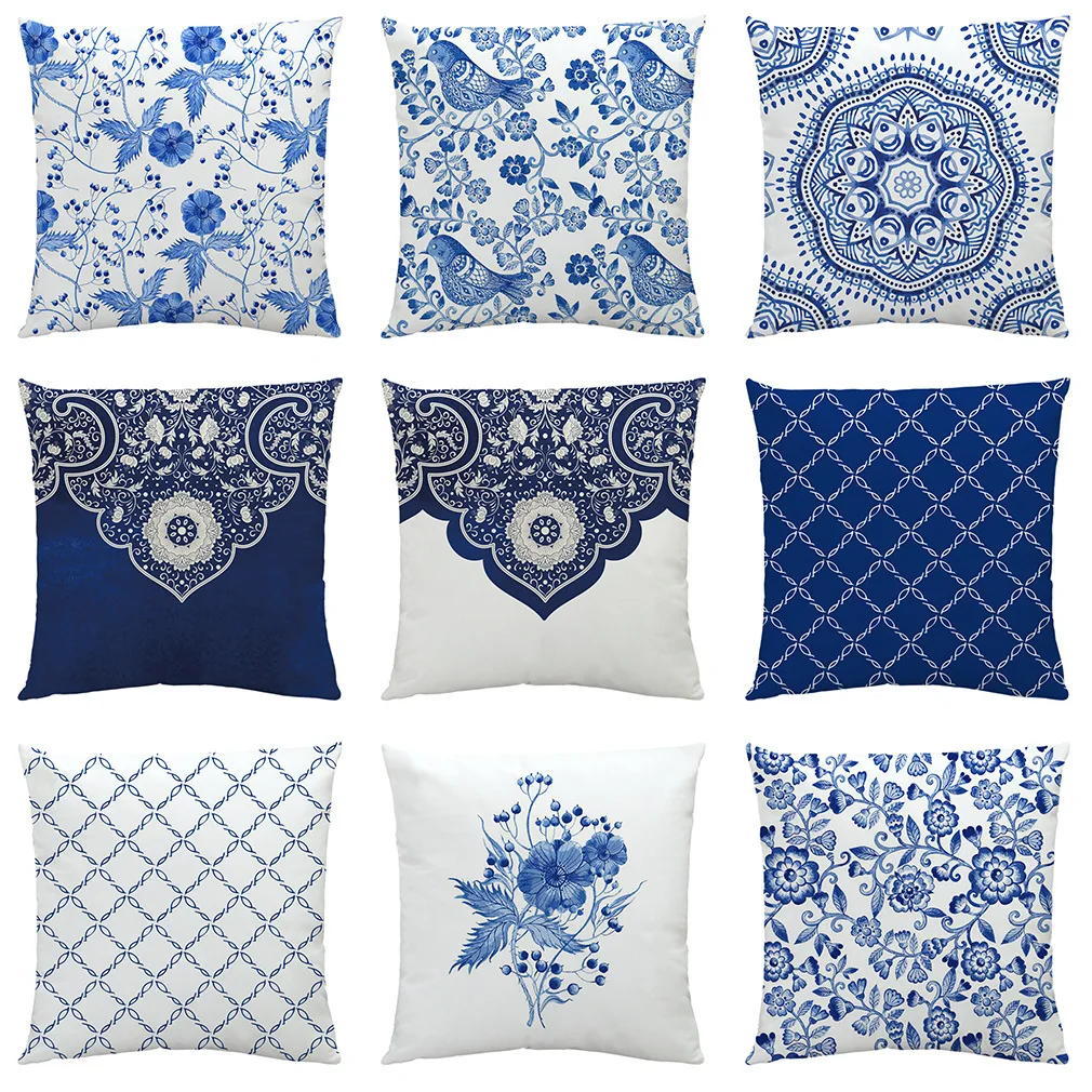Pillow cover 40x40 Pillow covers blue white porcelain printed home decor sofa cushion trending