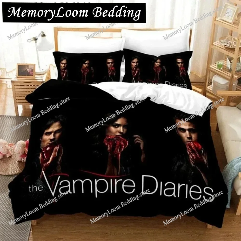 

TV Show Hit The Vampire Diaries Bedding Set King/Queen Size Duvet Cover 3D Print Cozy Soft Bed Sheet Set Adult Home Decor
