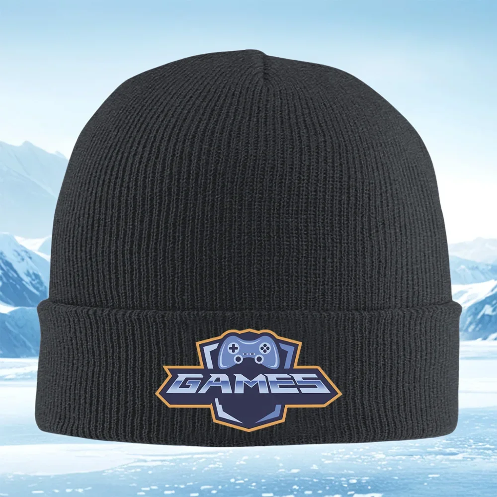 2026 Game controller shield games badge plus button Men Women Unisex Knitted Hat Beanie Pullover Cap Winter Thermal Warm Christm