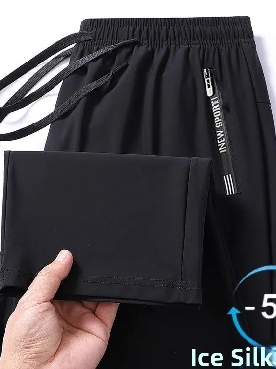 

Men's Casual Loose Fit Spor Thin Summer Long Pants Versatile Straight Leg Workwear Trousers Comfortable All-Match Youth Sle