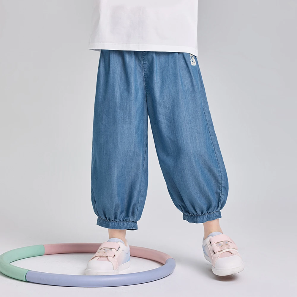 Dave Bella Girls Straight Jean Pants Childern Embroidery Spring Summer Pants Casual Loose Jeans Outdoor Trousers DK2261797 ﻿