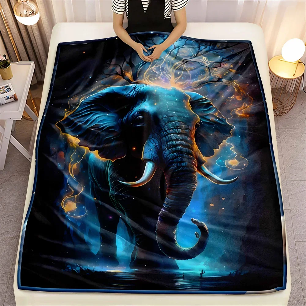 Customization Elephant Microfiber Throw Blanket,Xmas Leisure Cover Blanket,Elephant Lunch Break Blanket Home Travel Camping Blan