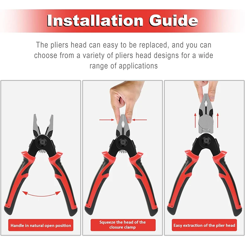 5 IN 1 Multifunctional Pliers Set Quick Change Pliers Head with Wire Pliers Scissors Cable Cutter Wire Stripper Crimping Pliers