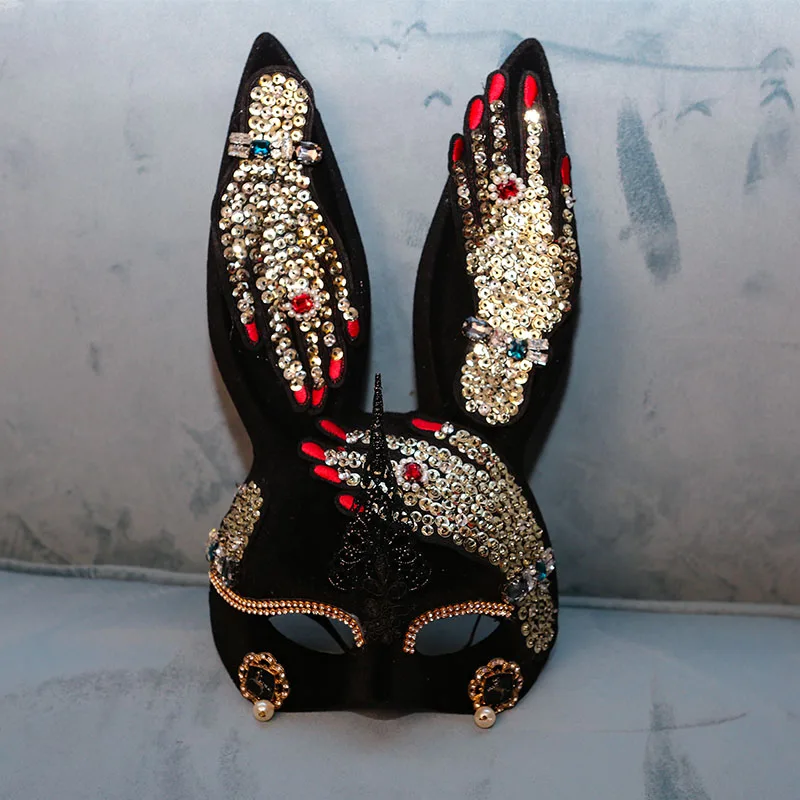 マスク誇張ステージパーティーハロウィン仮面舞踏会マスクウサギの耳バニーミステリーセクシーマスク