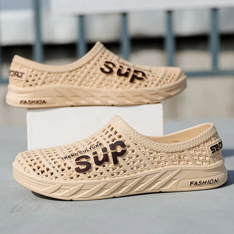 

Summer Men's Sandals Flat Slip on Hole Breathable Sandal Shoes Outdoor Beach Walking Casual Sandals for Men Sandálias Masculinas