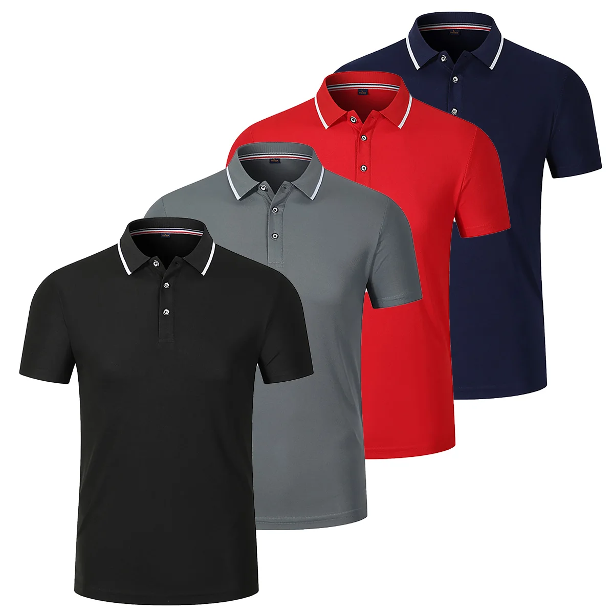Men's Solid Color POLO Short Sleeved Round Neck Team Work Clothes 4 Pieces in a Group Colors Can be