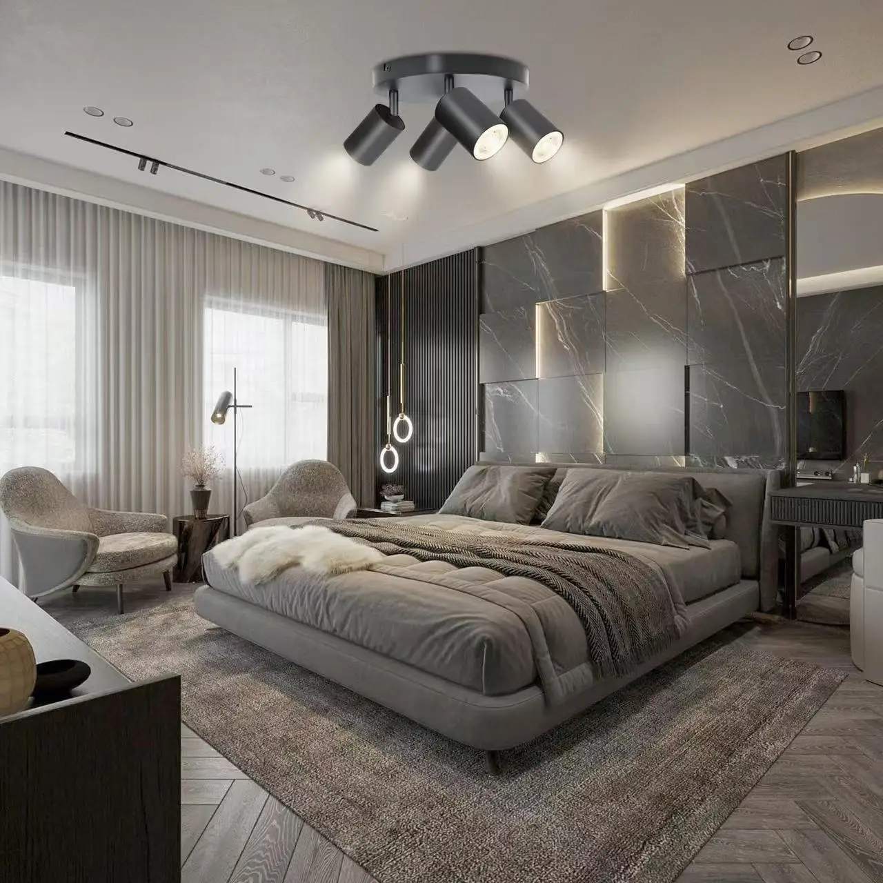 4 Bulbs GU10 Ceiling Lamp, Spotlight, Dedicated for Living Room, Bedroom and Kitchen, Without GU10