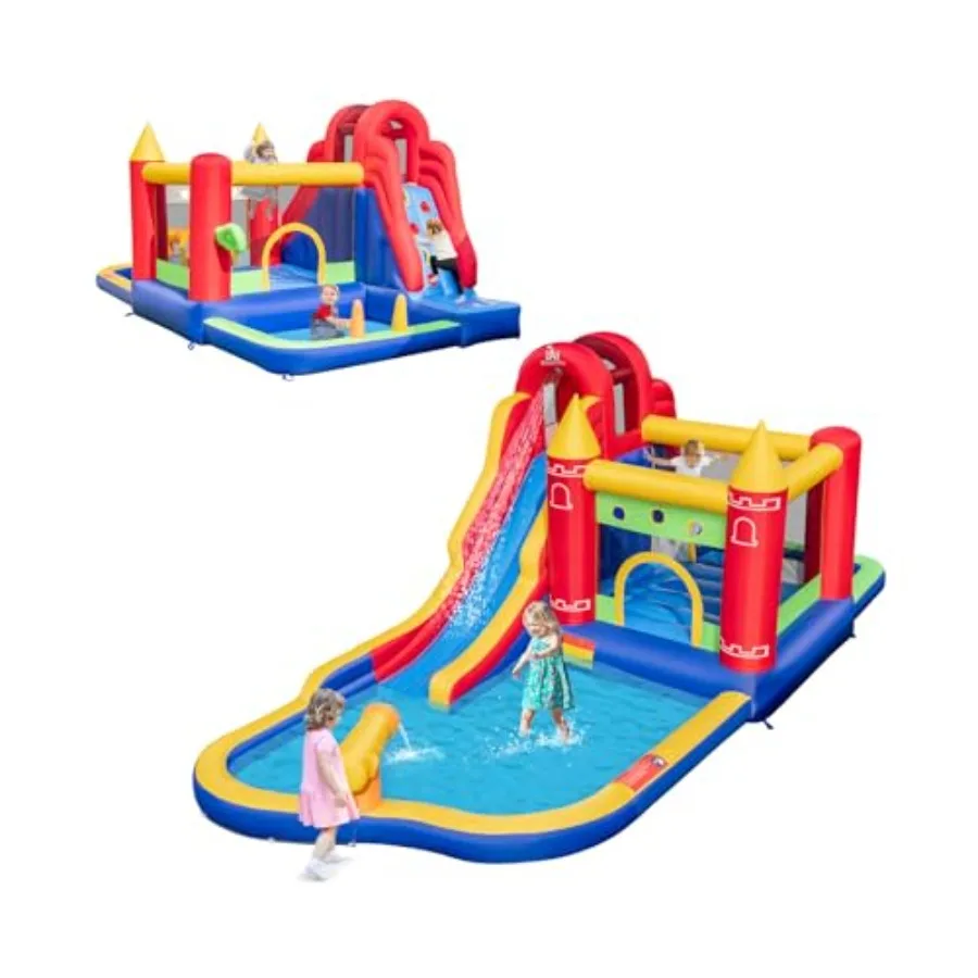 

Надувной аквапарк с водной горкой, многофункциональный батут с водной пушкой, бассейн для игр, надувной батут для двора и сада