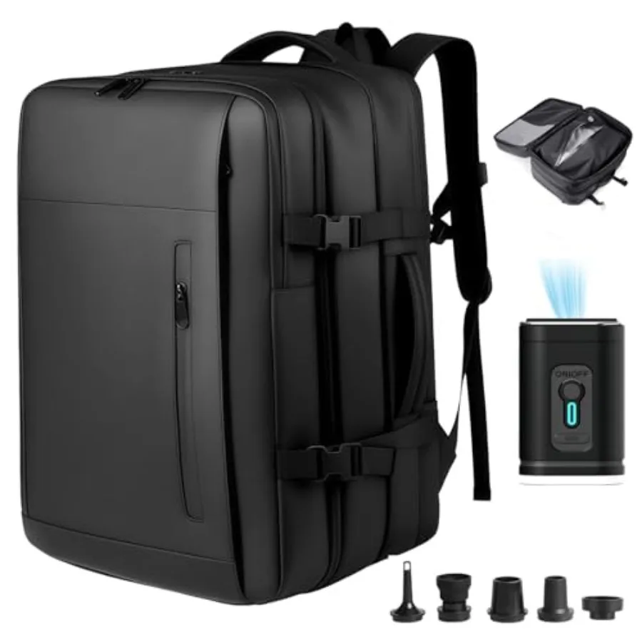 

Vacuum Backpack Travel with Pump Expandable Vacuum Backpack with Air Compression System Airback Vacpack TSA Lock Water Resistan