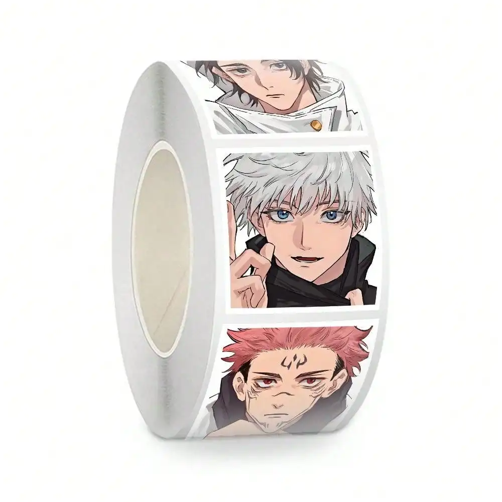 500 pçs/rolo jujutsu kaisen rolo adesivo criativo diy decorativo tablet guitarra selo do carro decalques mão conta à prova dwaterproof água crianças presentes