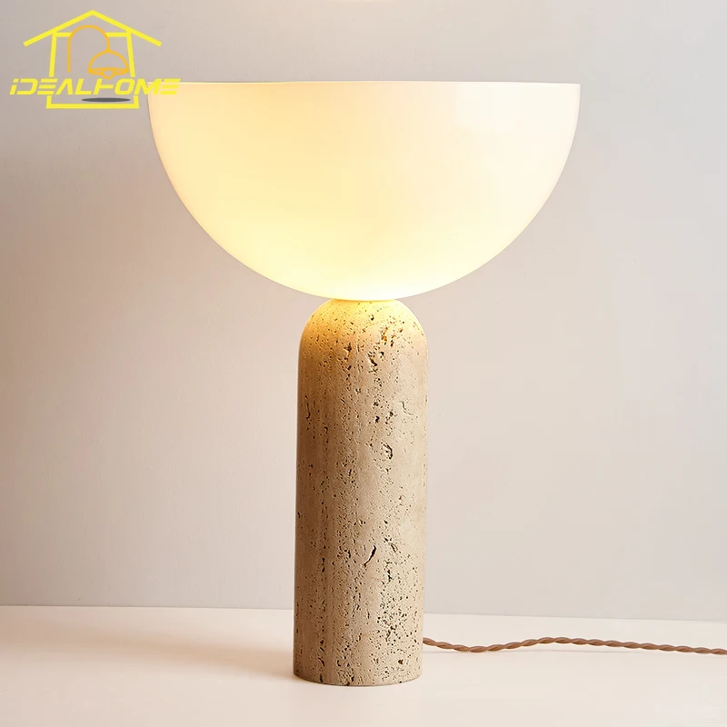 Lampada da tavolo giapponese Wabi-sabi Cream Wind Giallo Grotta Lampada da tavolo in pietra LED E27 Luci da scrivania in marmo retrò Soggiorno Studio Camera da letto Cucina