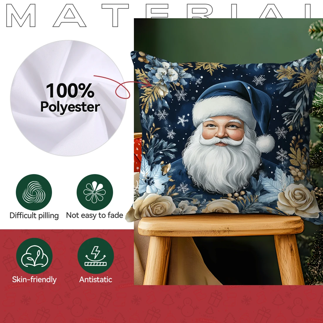 خمر زينة عيد الميلاد المخدة المطبوعة البوليستر 40/45/50 سنتيمتر رمي غطاء وسادة وسادة أريكة الزخرفية المخدة ديكور المنزل #5