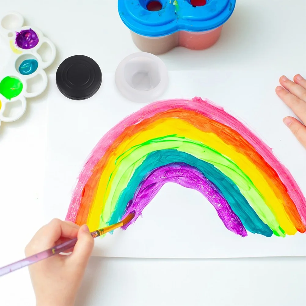 

4Pcs Oil Palette Cup Durable Reusable Plastic Artist Brush Washer Small Size Firmly Fixed Drawing Board Painting Tool