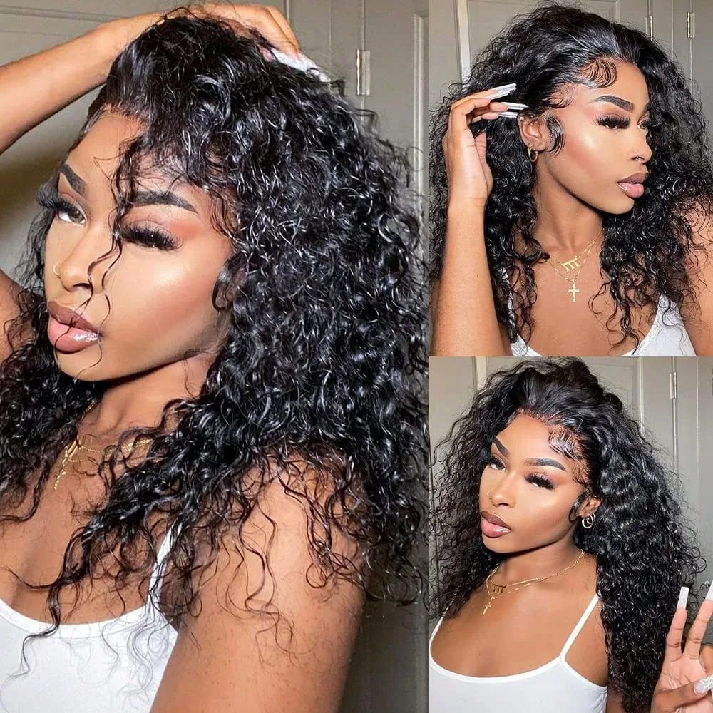 

40 Inch Deep Wave Lace Front Wigs Human Hair 250% Density 13x6 HD Transparent Lace Frontal Wigs Human Hair Brazilian Virgin 13x4 Deep Curly Lace Front Wigs For Women Pre Plcked Glueless Curly Human Hair Wigs With Baby Hair
