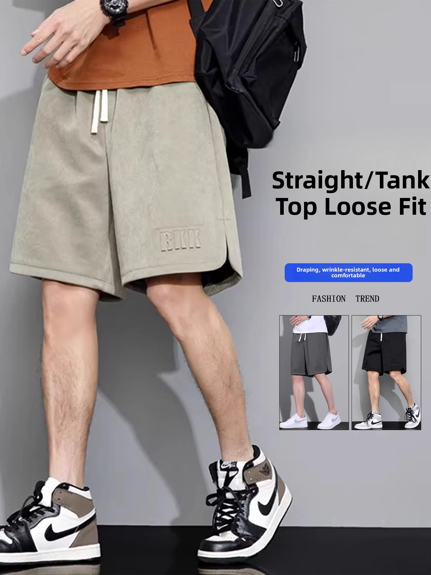 

Ice Silk Loose Fit Men's orts Summer Thin Spor Casual Pants Five-Quarter Length Versatile Trendy New Arrival