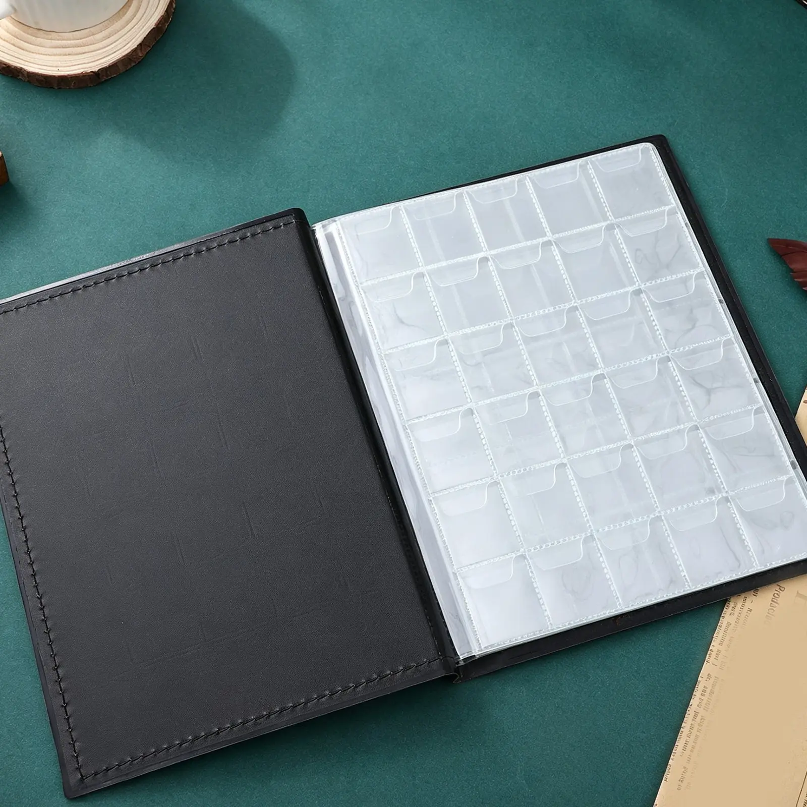 Coin Collection Book PU Thickened Clear Pocket Album Storage Holder for Coins Medals Tokens Badges Collectors Supplies