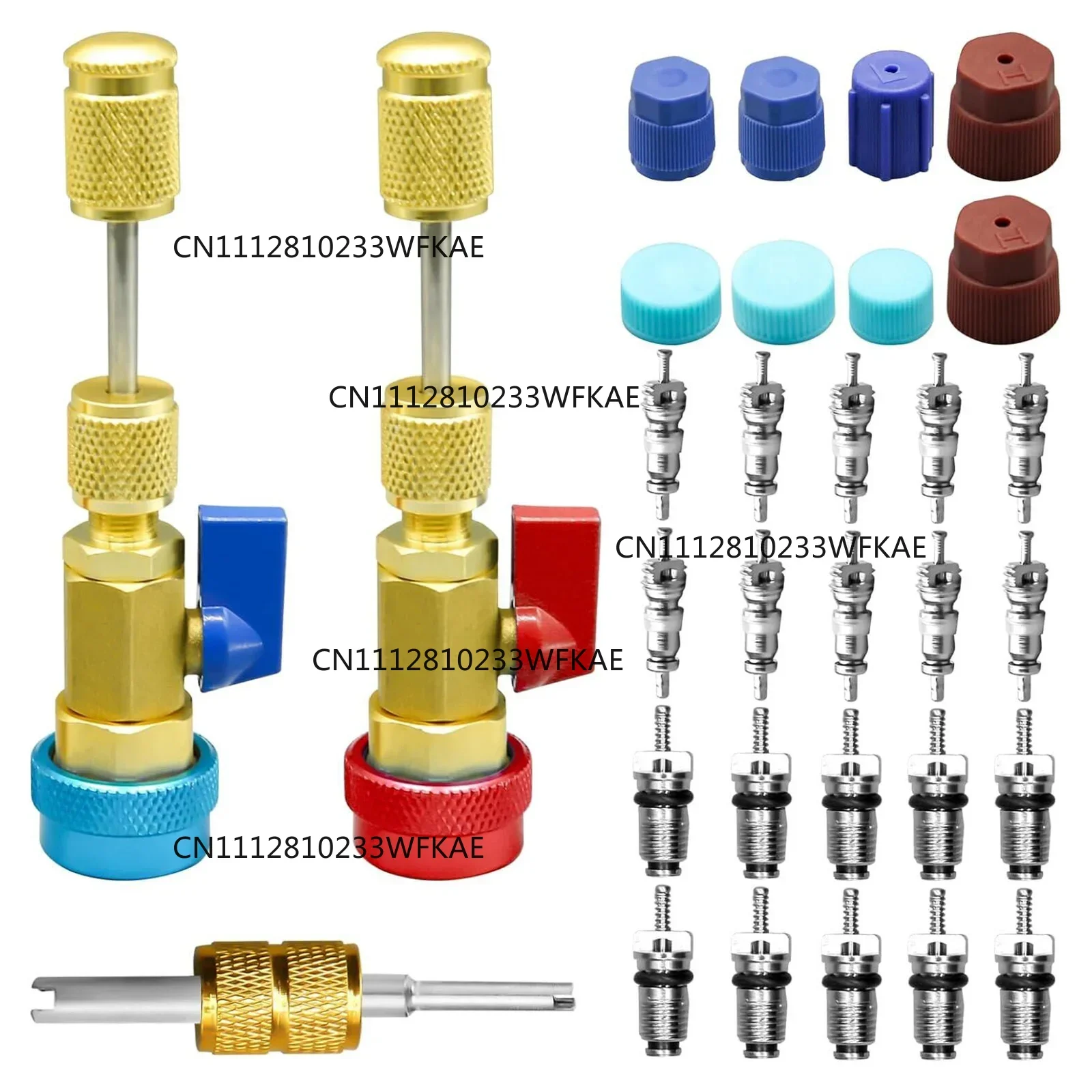 R134A Valve Core Quick Remover Installer Tool Set, High/Low-Pressure Valve Core Quick Removal Tool with R134A Valve Core