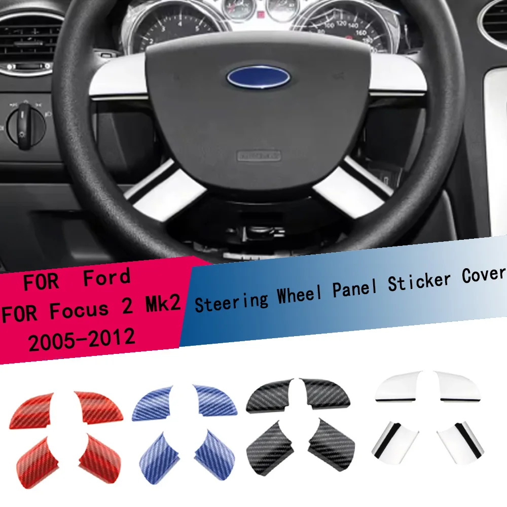 4-teiliges Set ABS Lenkradabdeckung Pailletten-Zierleiste Aufkleber für Ford Focus 2 MK2 2005 - 2012 Auto-Innenausstattung