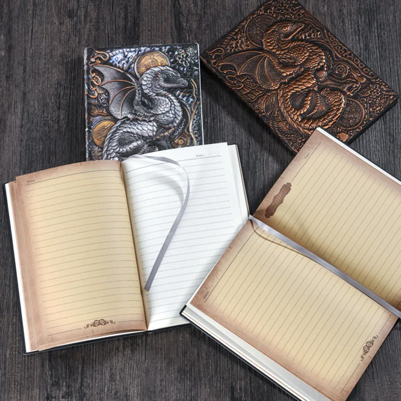 

Retro Notepad A5 Notebook PU Creative Embossed Diary Handbook Korean Stationery Student School Office Writing Book