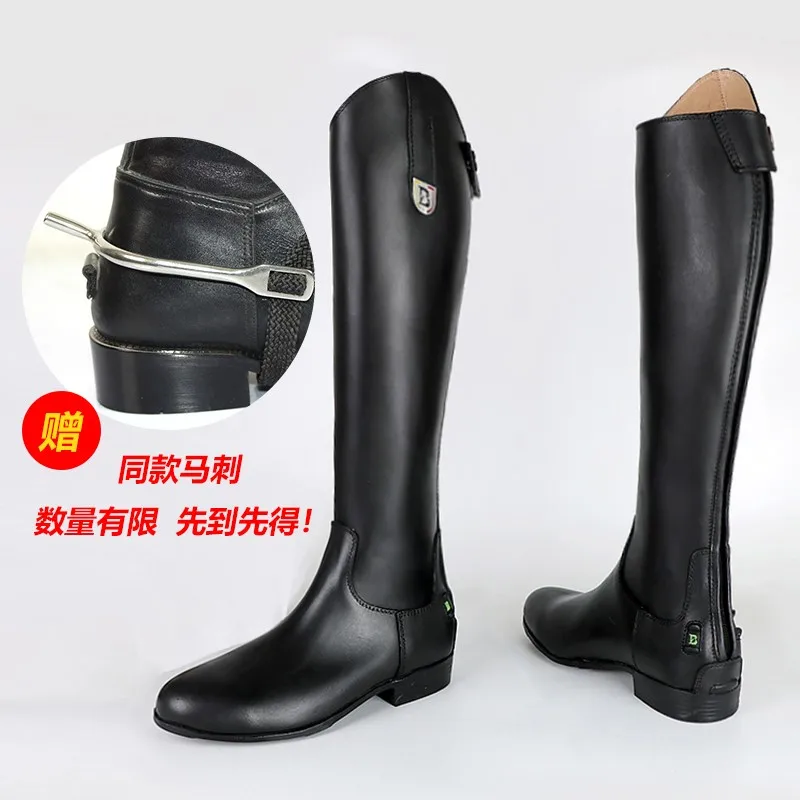 Bottes d'équitation en cuir de vachette pour femme, équitation, équitation, danse, chevalier, long