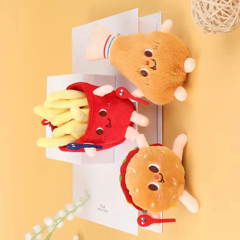 1Pc Food Plush Keychain Hamburger Hot Dog French Fries Doll Soft Stuffed Plush Pendant Kid Gifts Toys