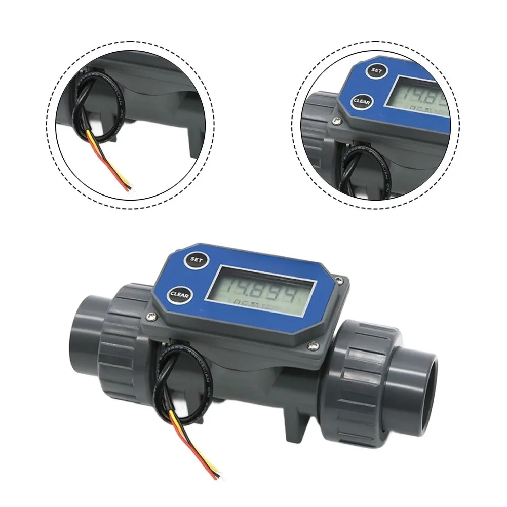 Digital Turbine Flow Sensor DN25 LCD Water Flow Meter 20-280L MIN PVC Irrigation Industrial Flow Monitoring Tool