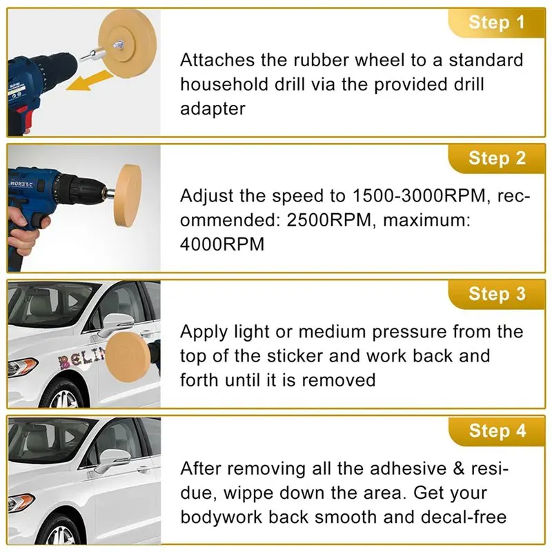 【HAPPY】8 Pack 3.5 Inch Eraser Wheel Decal Remover Eraser Wheel Adhesive Remover With Adapter Rubber Eraser Wheel For Drill