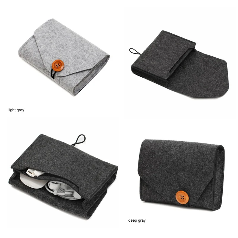 Home Storage Organizer Key Coin Package Mini Portable Felt Pouch auricolare Power Bank cavo dati Travel Organizer Storage Bag