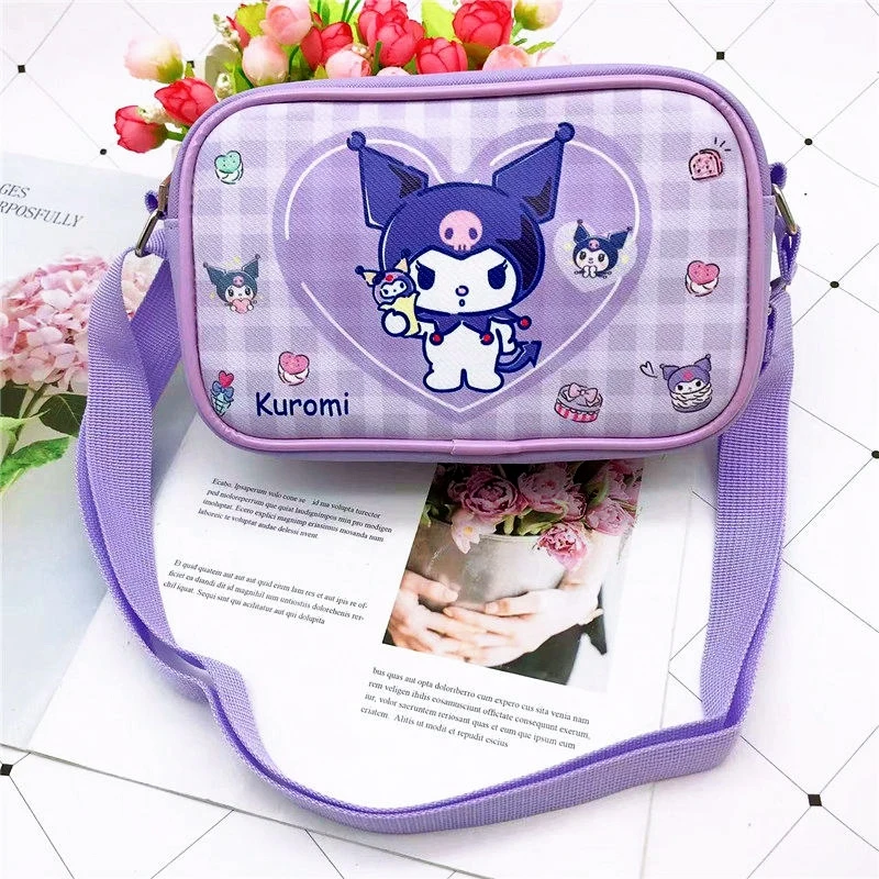 Anime Sanrio Cinnamoroll Kuromi My Melody Pu Waterproof Slung Shoulder Bag Storage Small Square Bag Cute Cartoon Birthday Gifts