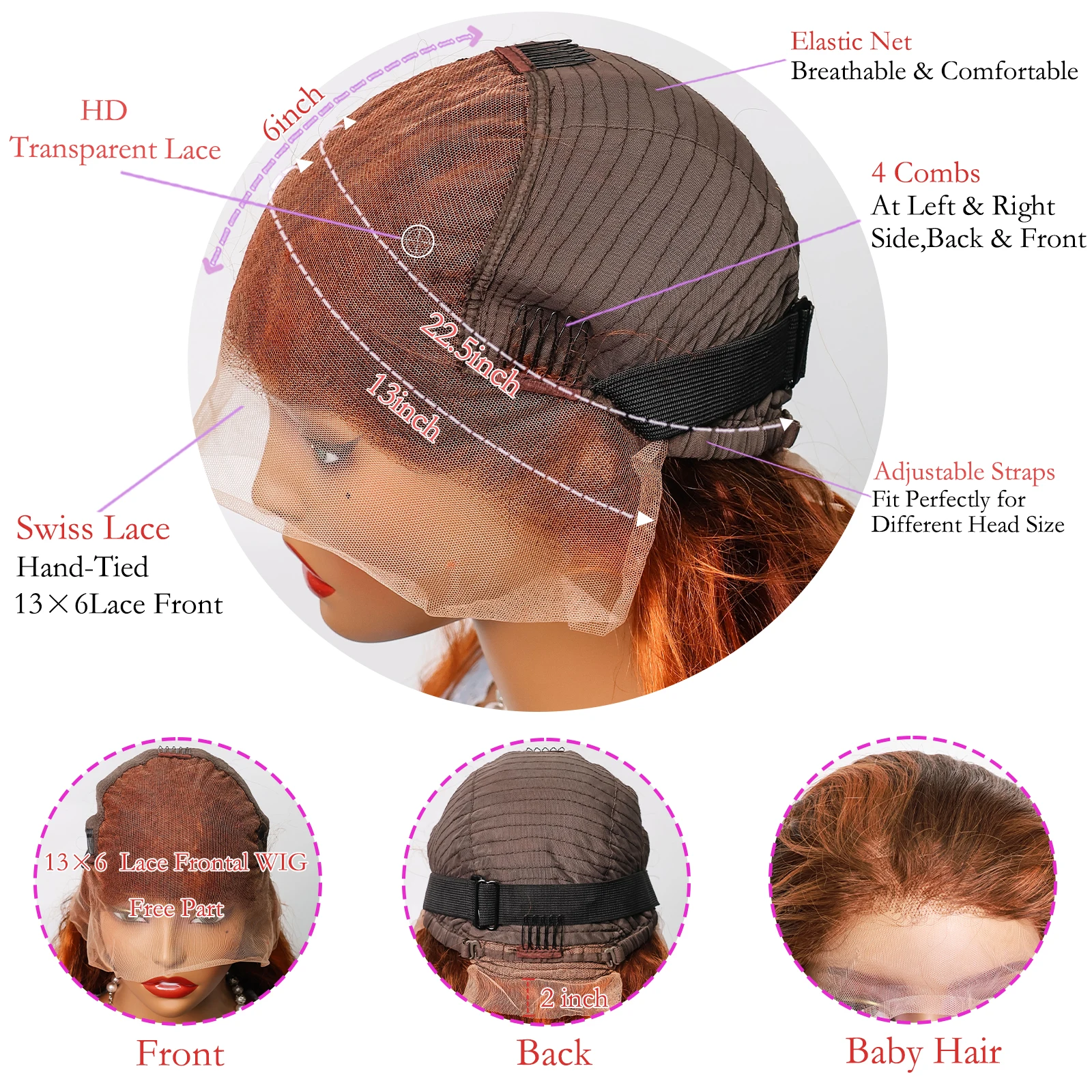 200 الكثافة تسليط الضوء على أومبير البرتقال الجسم موجة 13x6 الدانتيل الباروكة الأمامية 4/350 الملونة الجسم متموج البرازيلي خصلات الشعر المستعار الإنسان قبل قطعها