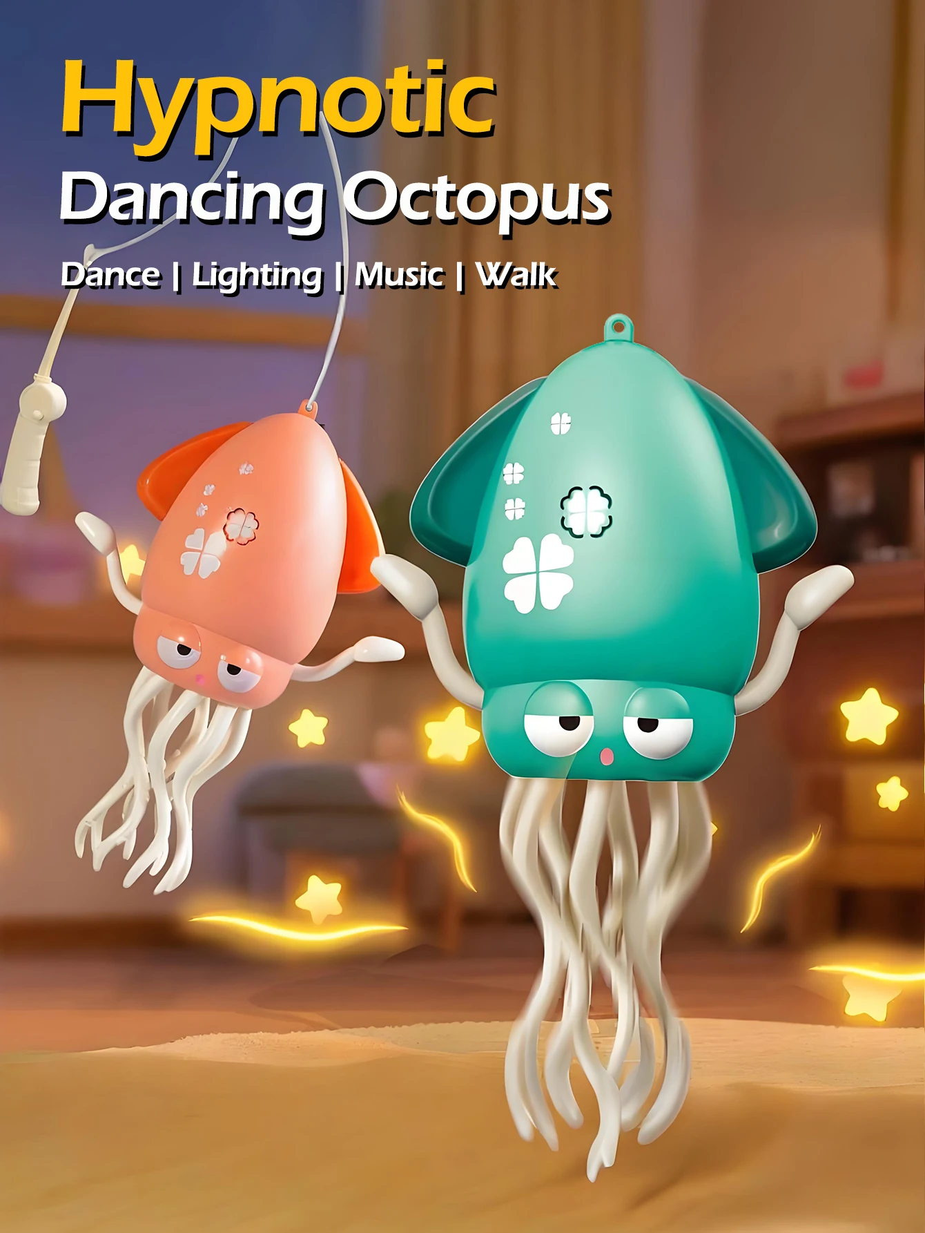 1pc Auto-sensing Avoiding Obstacles Funny Dancing Octopus Baby Toy with Music Light to Baby Learn Crawling Guidance and Head Up