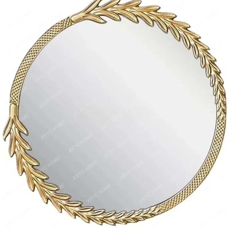 Light Luxury Style Creative Round Decorative Mirror LED Smart Bathroom Mirror Wall Hanging