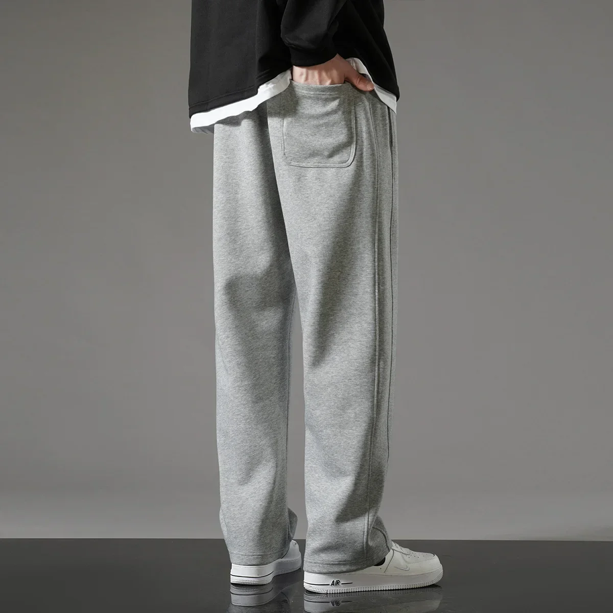 Autumn Men Sweatpants Korean Fashion Sportswear Drawstring Wide Leg Neutral Straight Track Pants Cotton Loose Casual Trousers