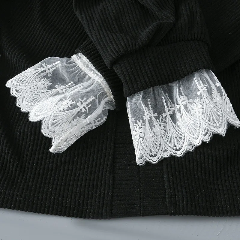 Women Elegant Romantic Mesh Lace Detachable Ruffle Fake Sleeves Sweet Decoration Sweater Elastic Wrist Horn Cuffs