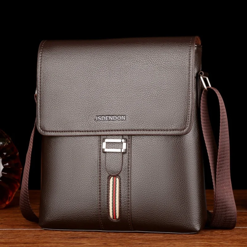 Business Leather Men's Shoulder Bag Fashion Office Messenger Bag Casual Crossbody Bag Large Capacity Man Handbag