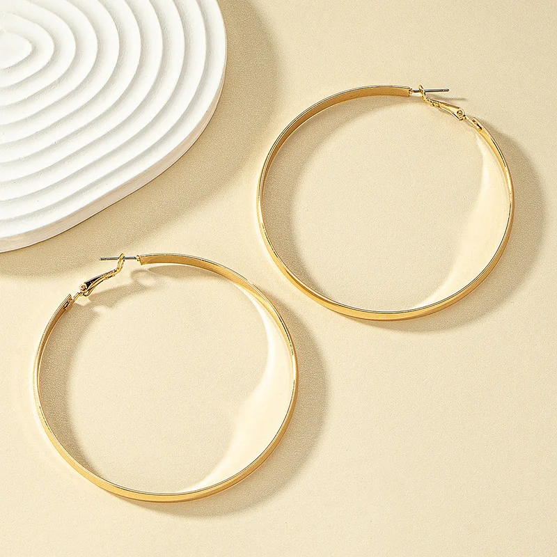 Exaggerated and Simple Geometric Ring Metal Earrings for Women Holiday Party Fashion Jewelry Ear Accessories AE134