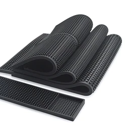 PVC Bar Mats Rectangle Coffee Maker Countertop Spill Mats Non-slip Drain Mat Dish Glass Drying Mat for Barista Cocktail Bartende