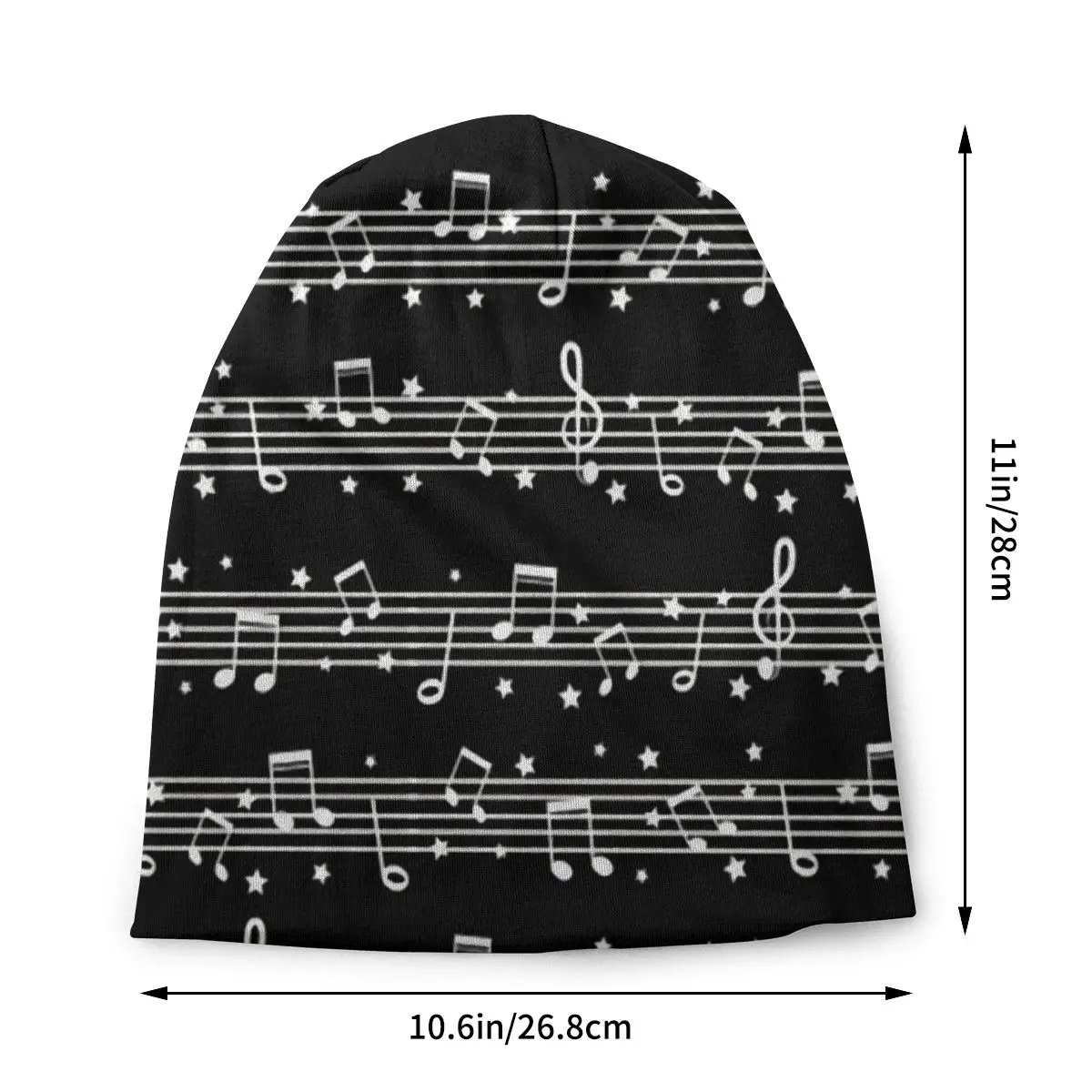 Music Notes Skullies Beanies Outdoor Hats White On Black Thin Bonnet Special Caps Men Women's Earmuffs