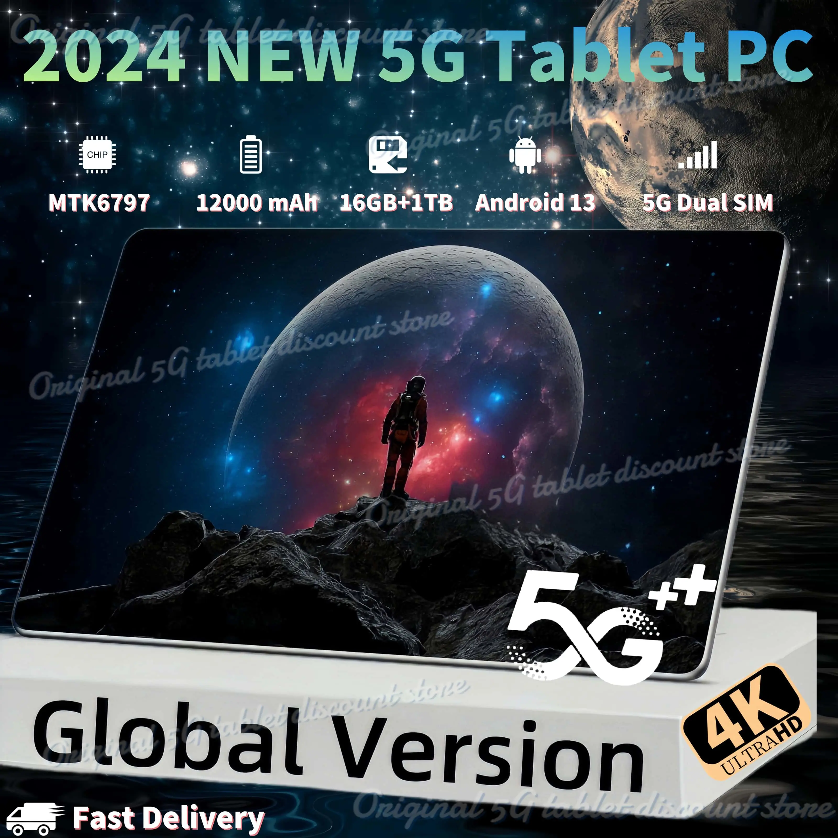 

2024 Global Version Original 11 Inch Tablets Android 13 Deca Core 16GB RAM+1T ROM Dual 5G LTE Phone Call WiFi GPS WPS Tablet