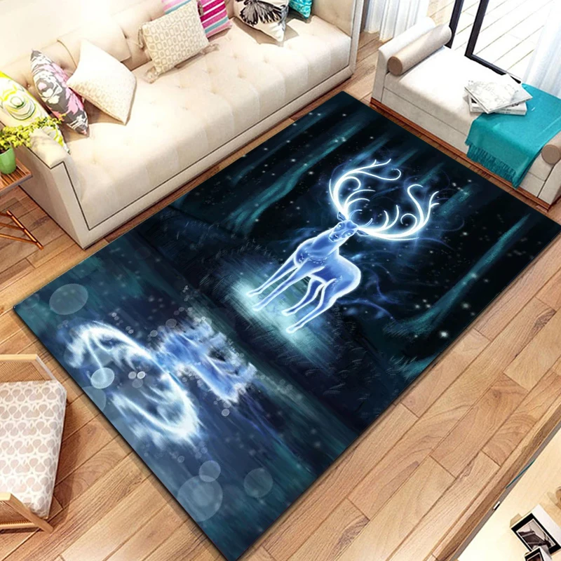 3D Cartoon Nordic Elk Reindeer Area Rug,Sofa Doormat Decoration,Child Play Non-slip Floor Mat Carpet Rug for Living Room Bedroom