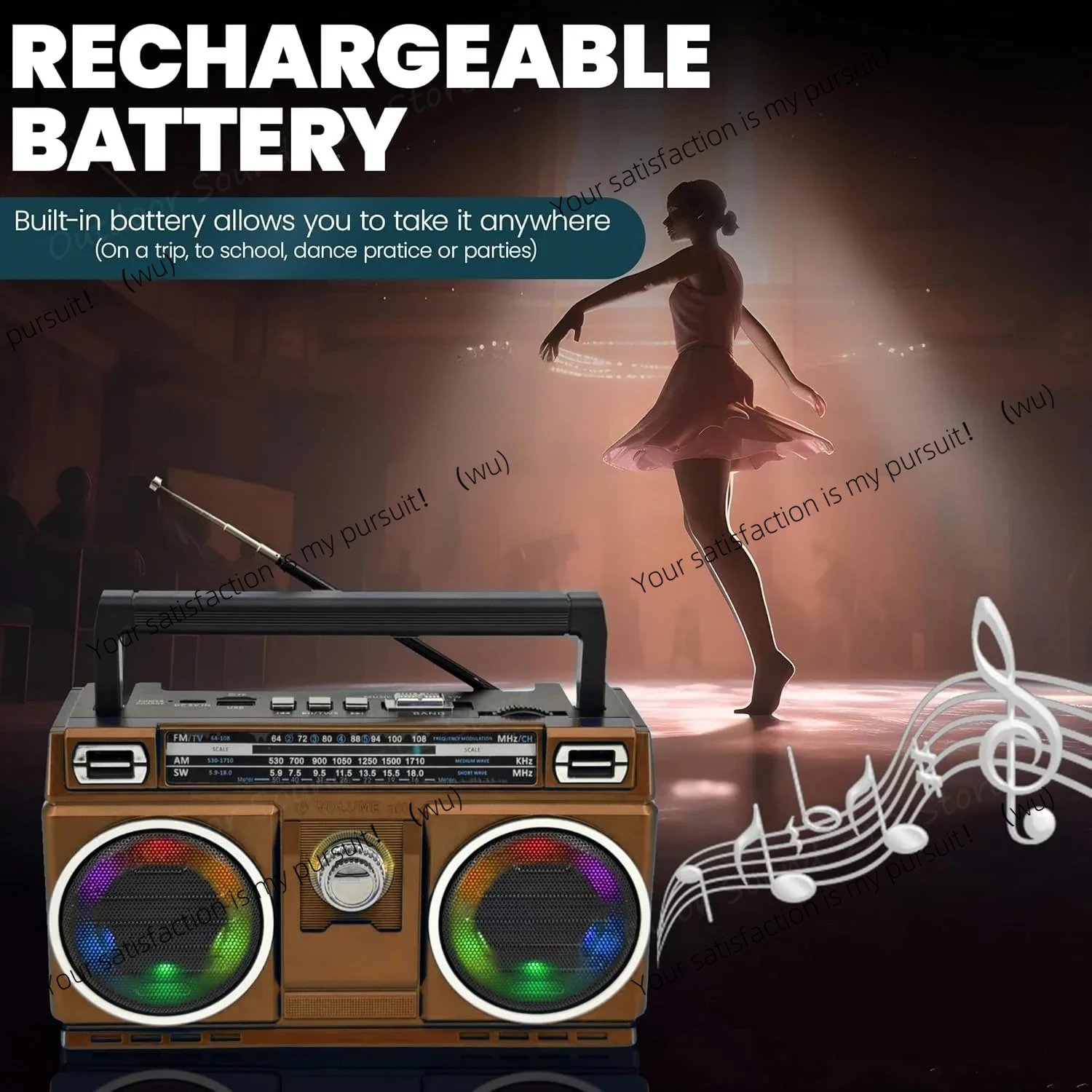 RX-750D Retro Radio LED Classic FM AM SW Portable BT USB tf Full Wave Receiver/Radio Built-in Speaker